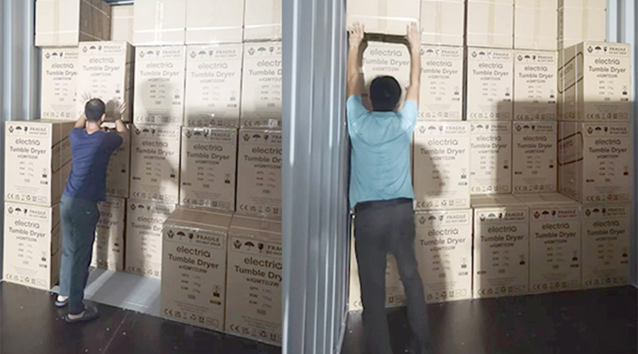 講效率！快速完成英國(guó)客戶Electriq衣物烘干機(jī)裝柜出貨任務(wù)