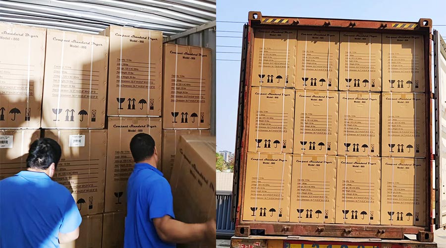 客戶Equator滾筒衣服烘干機(jī)快速裝柜完畢  蓄勢待發(fā)！