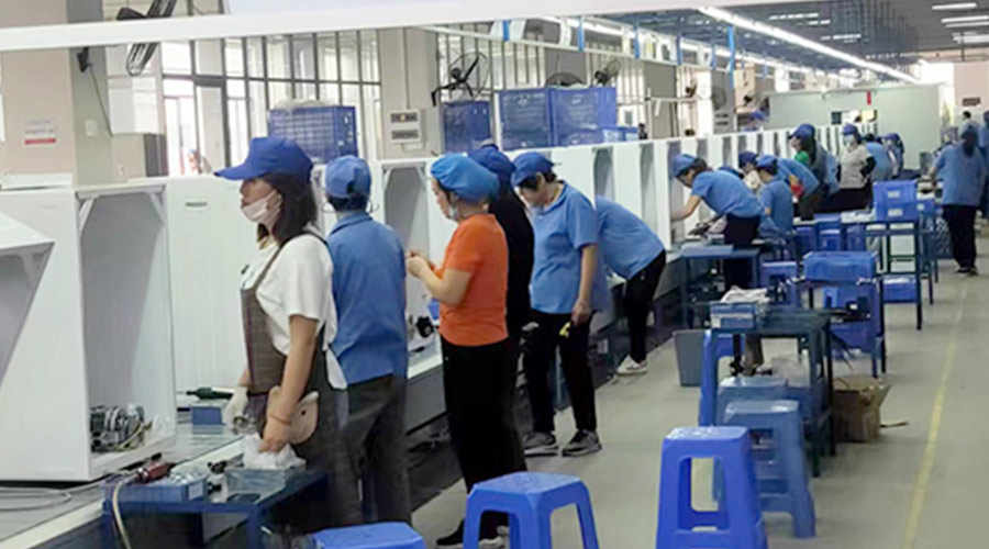 生產(chǎn)實(shí)況！金環(huán)電器開(kāi)展客戶TCL滾筒衣服烘干機(jī)生產(chǎn)